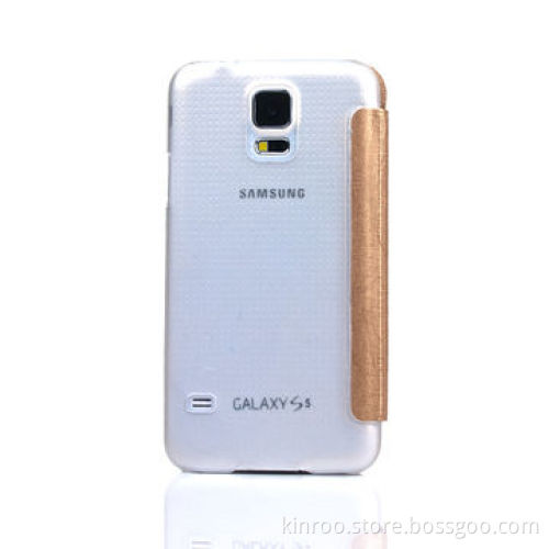 Wire drawing window case for Samsung S5 with transparent shell